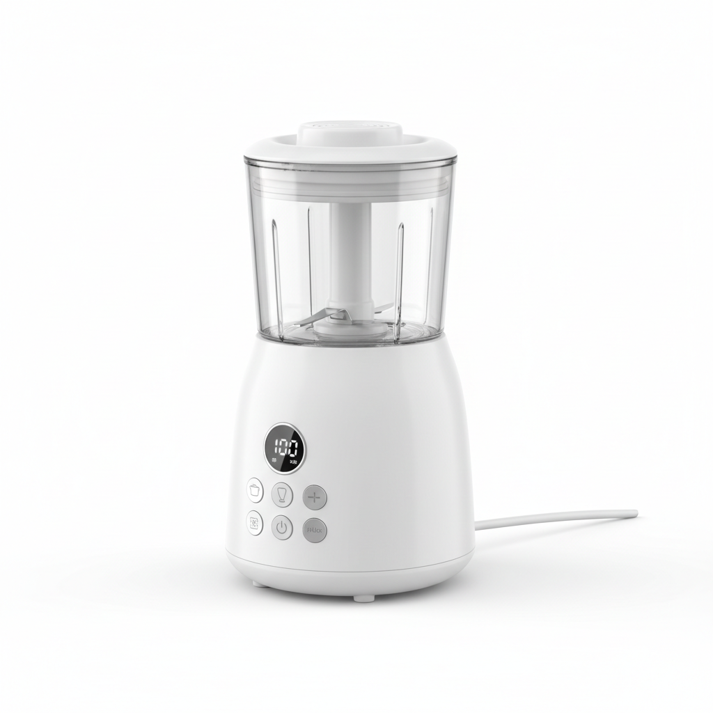 Compact all-in-one electric baby food maker steamer and blender in white