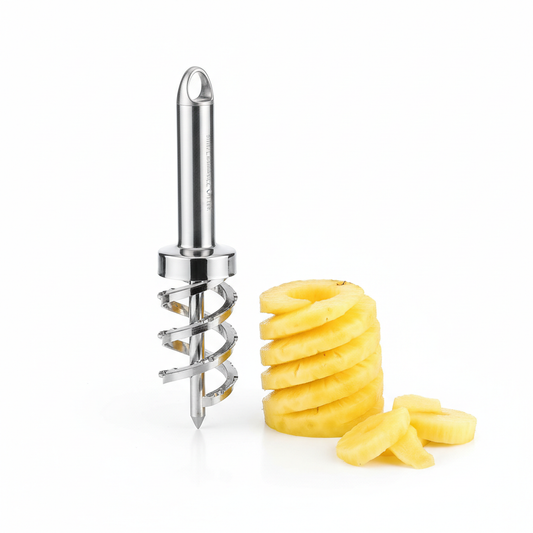 Stainless steel pineapple corer, slicer and peeler tool